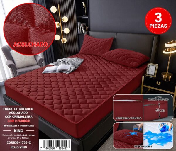 Protector de colchón con zipper de 3 piezas King - Imagen 7