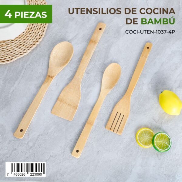 Set de 4 utensilios de cocina de bambú