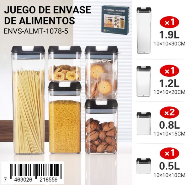 Juego de 5 envases para alimentos