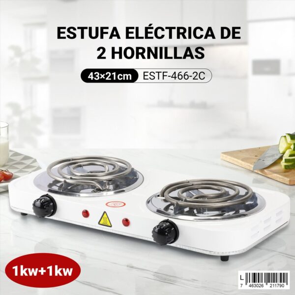 Estufa eléctrica de 2 hornillas