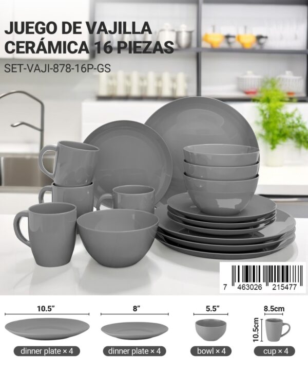 Set de vajilla de 16 piezas en cerámica - Imagen 4