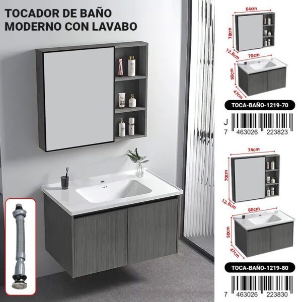 Tocador de baño moderno con lavabo