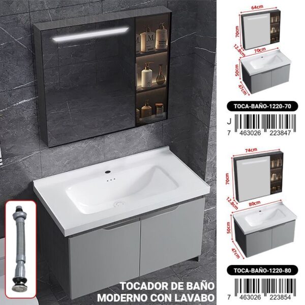 Tocador de baño moderno con lavabo
