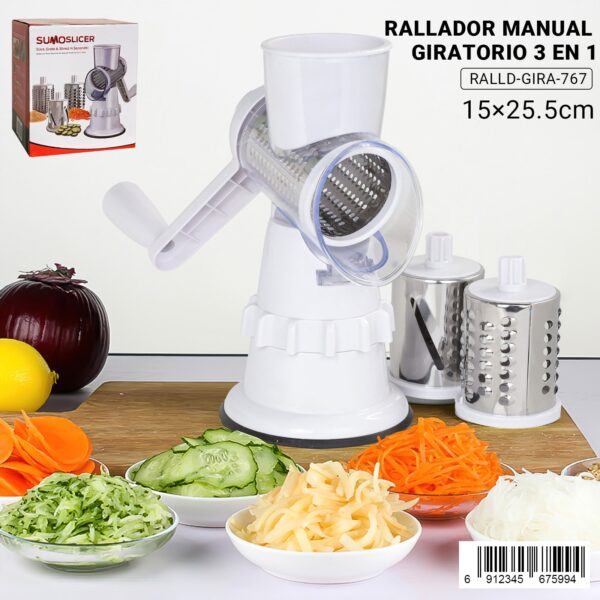 Rallador Manual Giratorio 3 en 1