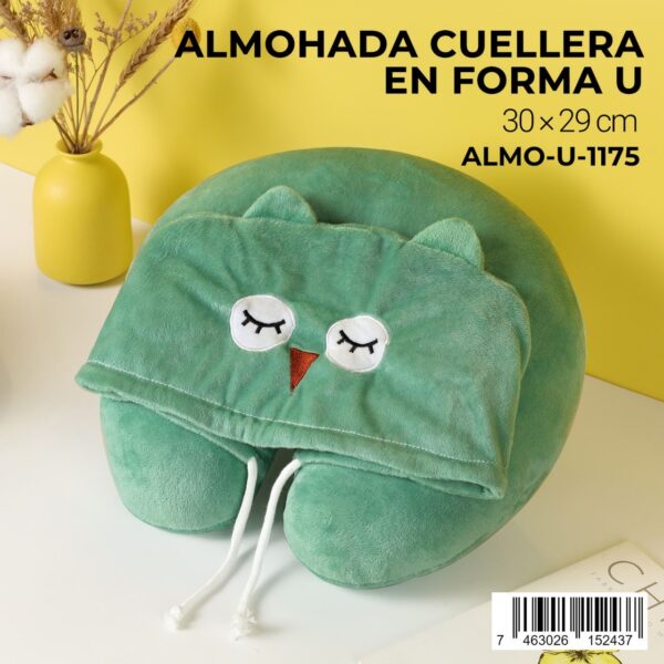 Almohada cuellera en forma U con capucha