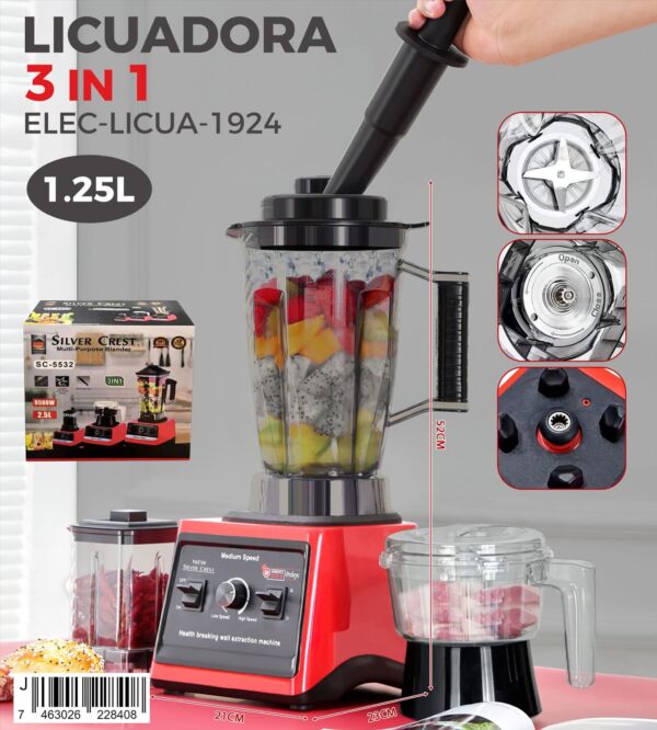 Licuadora 3 en 1 de 1.25 litros