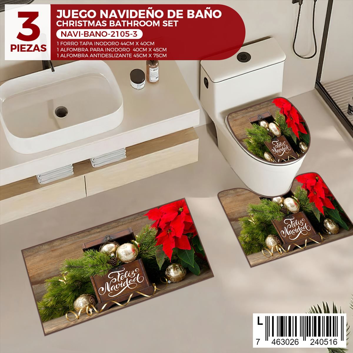 Juego de baño navideño de 3 piezas - Imagen 9