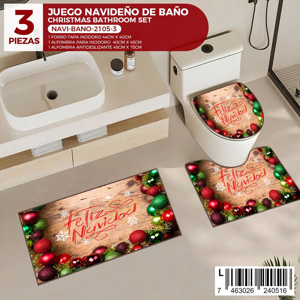 Juego de baño navideño de 3 piezas - Imagen 10
