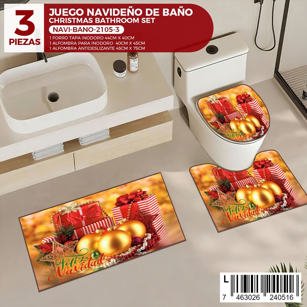 Juego de baño navideño de 3 piezas - Imagen 2