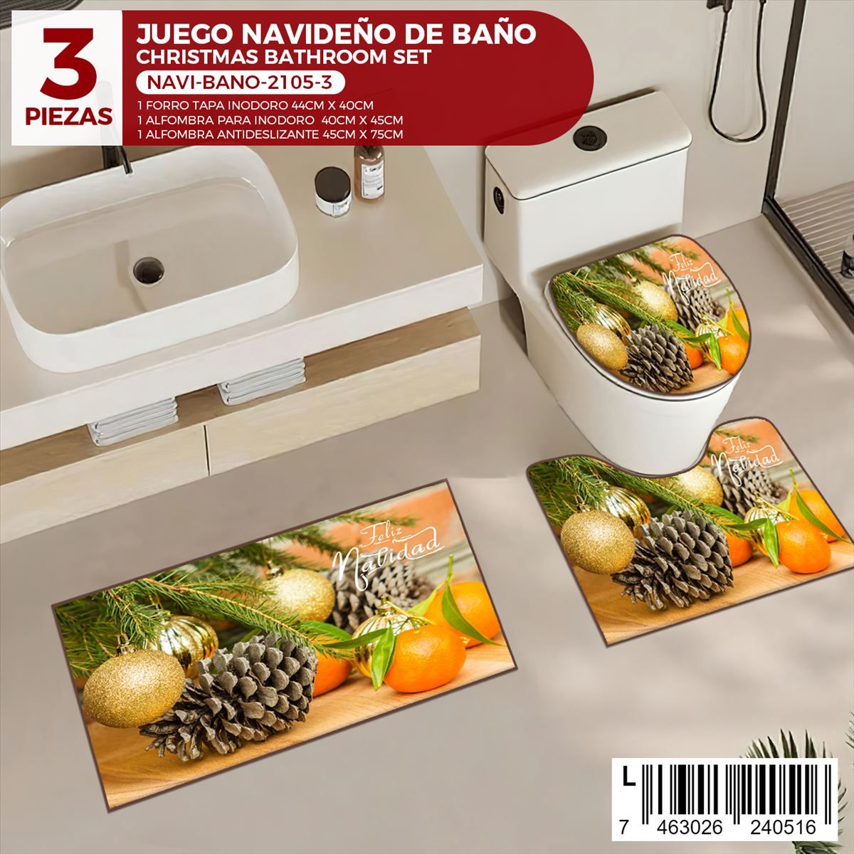 Juego de baño navideño de 3 piezas - Imagen 3