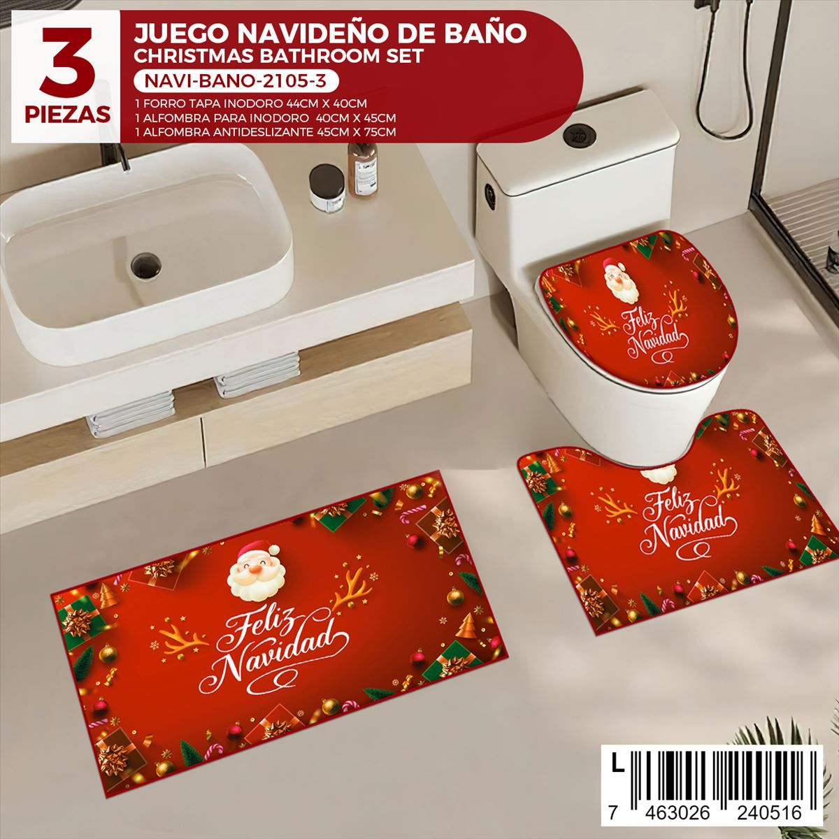 Juego de baño navideño de 3 piezas - Imagen 4