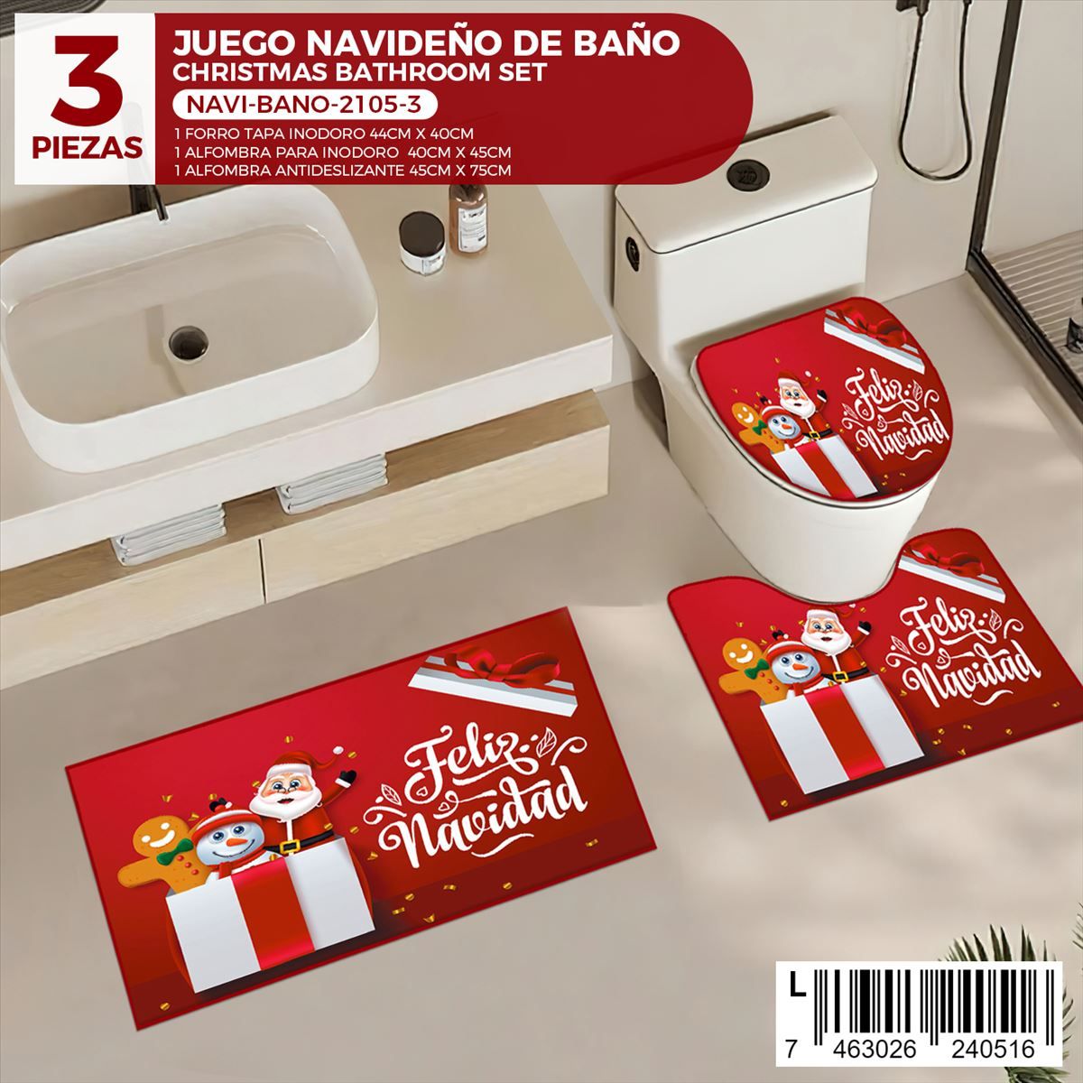 Juego de baño navideño de 3 piezas - Imagen 5
