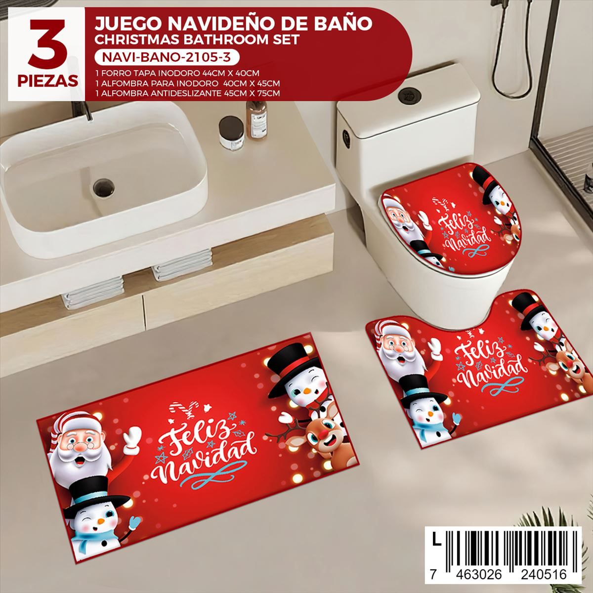 Juego de baño navideño de 3 piezas - Imagen 6