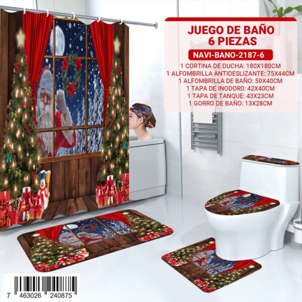 Juego de baño navideño de 6 piezas - Imagen 4