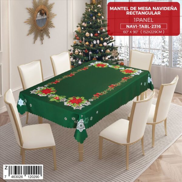 Mantel para mesa de 6 sillas navideño