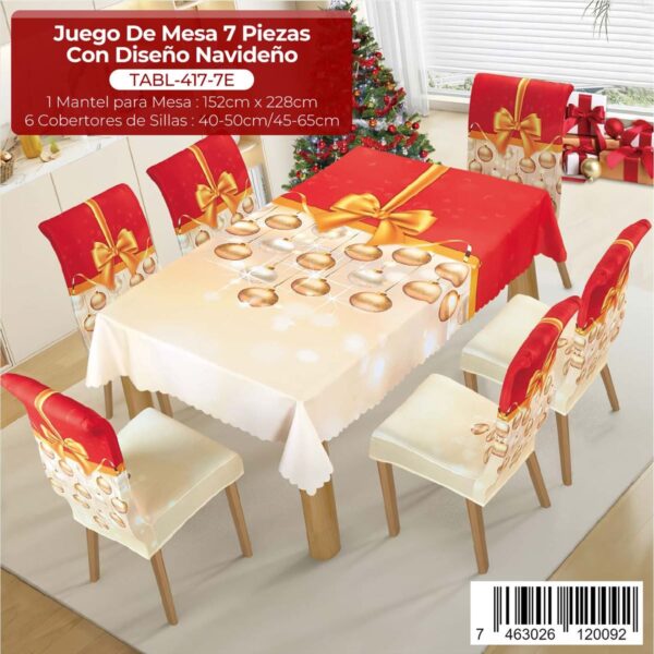Juego de mesa 7 piezas con diseño navideño - Imagen 2