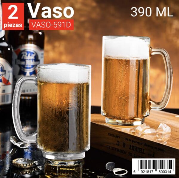 Vaso de vidrio con asa de 390 ml