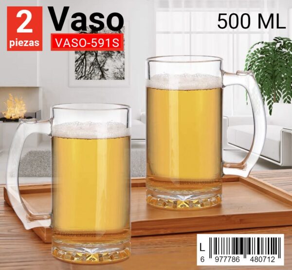 Vaso de vidrio con asa de 500 ml
