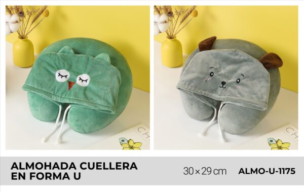 Almohada cuellera en forma U con capucha - Imagen 3
