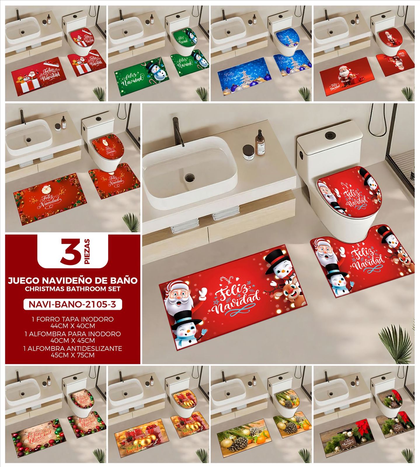 Juego de baño navideño de 3 piezas - Imagen 11