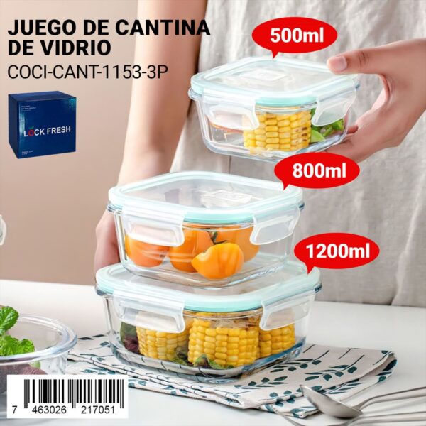 Juego de cantina de vidrio de 3 piezas
