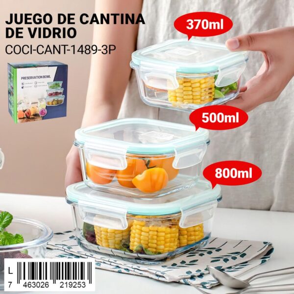 Juego de cantina de vidrio de 3 piezas