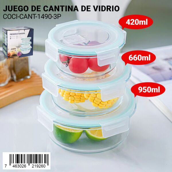Juego de cantina de vidrio de 3 piezas