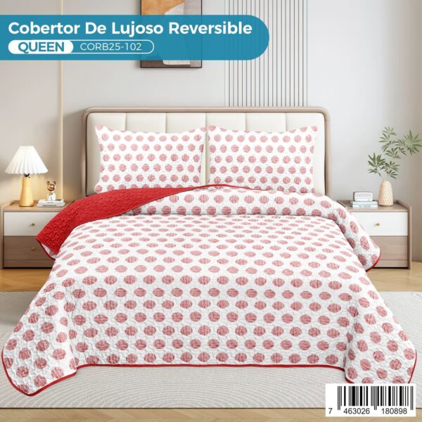 Cobertor reversible de lujo 3 piezas, Queen - Imagen 4
