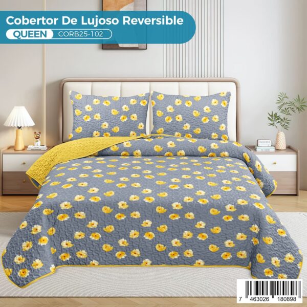 Cobertor reversible de lujo 3 piezas, Queen - Imagen 6