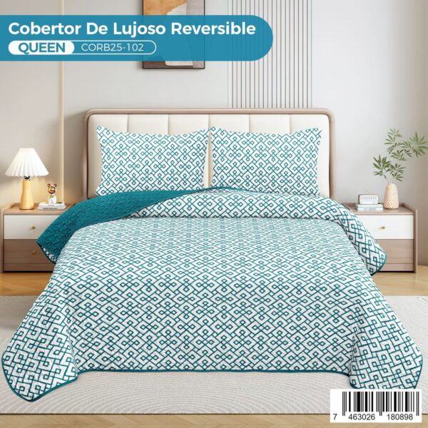 Cobertor reversible de lujo 3 piezas, Queen - Imagen 7