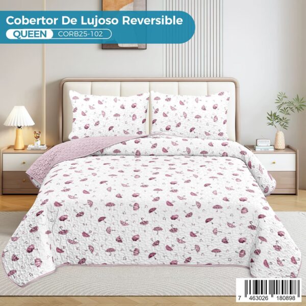 Cobertor reversible de lujo 3 piezas, Queen - Imagen 8