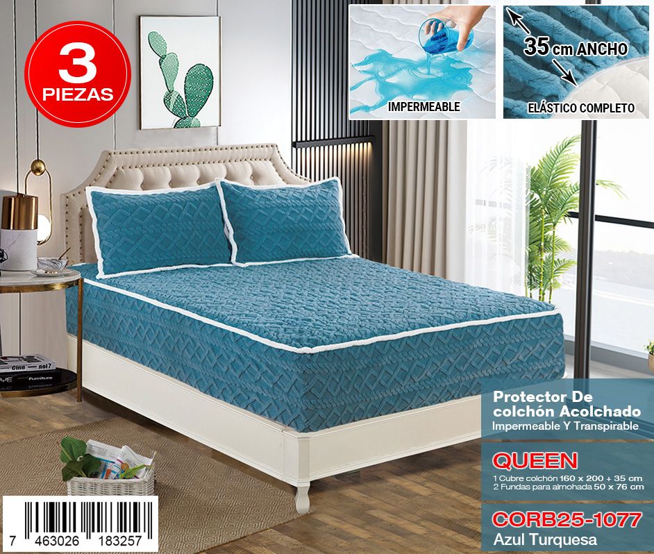 Protector de colchón premium de 3 piezas Queen