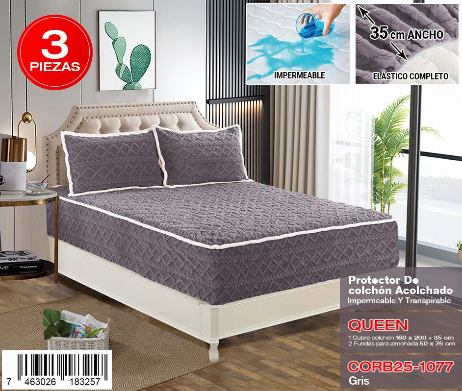 Protector de colchón premium de 3 piezas Queen - Imagen 2