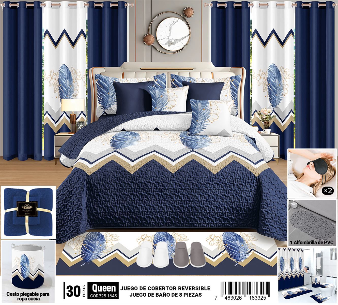 Juego de cobertor de 30 piezas Queen - Imagen 9