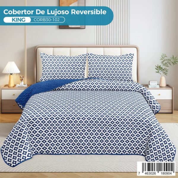 Cobertor reversible de lujo 3 piezas, King - Imagen 5