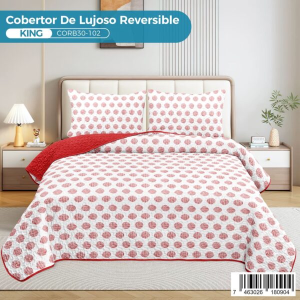 Cobertor reversible de lujo 3 piezas, King - Imagen 6