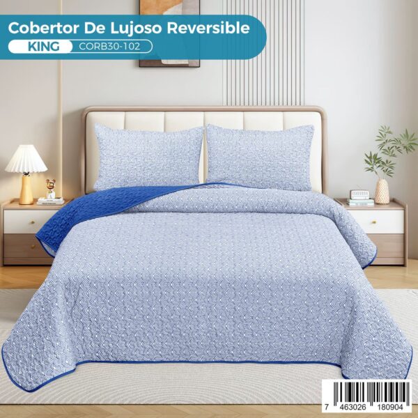 Cobertor reversible de lujo 3 piezas, King - Imagen 7