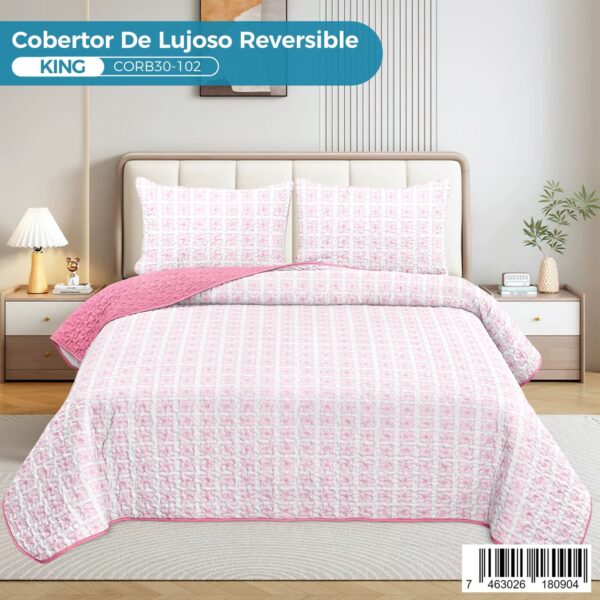 Cobertor reversible de lujo 3 piezas, King - Imagen 8