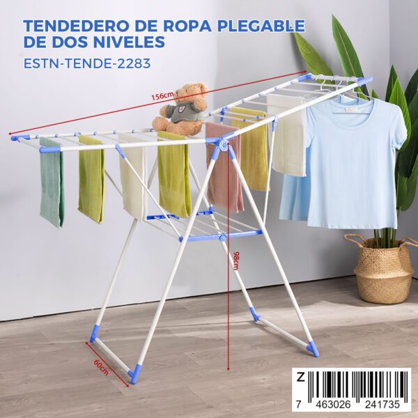 Tendedero de ropa plegable de dos niveles
