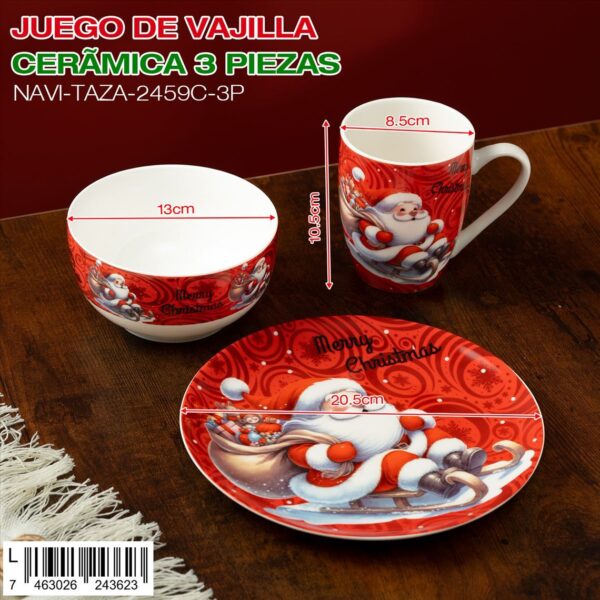 Juego de vajilla navideña de 3 piezas