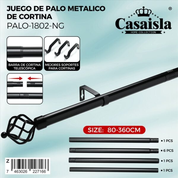 Palo de cortinas metálico ajustable