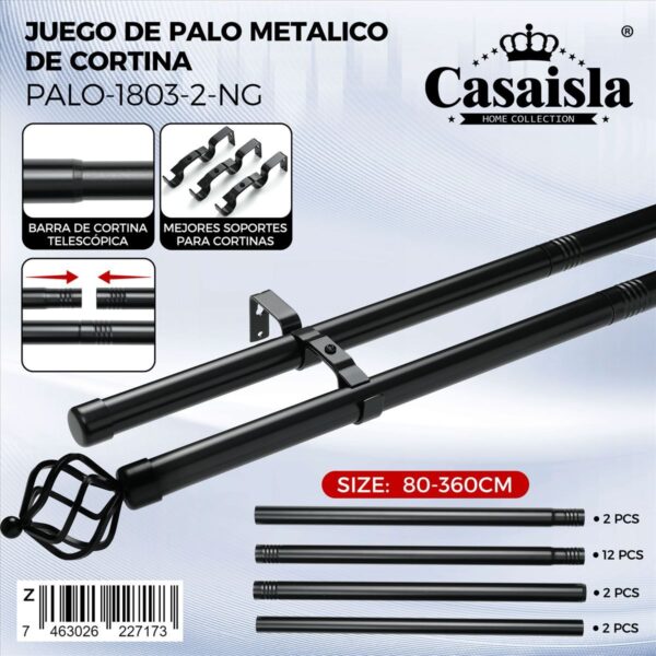 Palo metálico doble ajustable