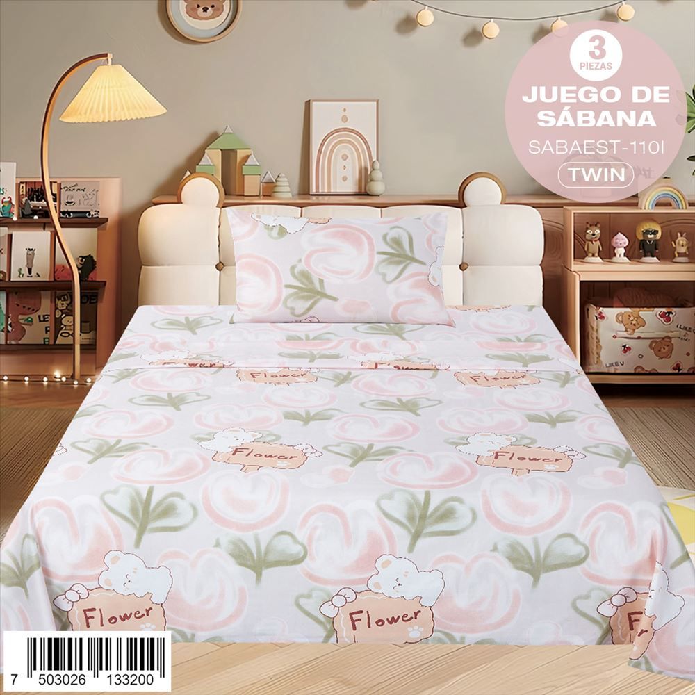 Juego de sábanas estampadas de 3 piezas Twin - Imagen 2