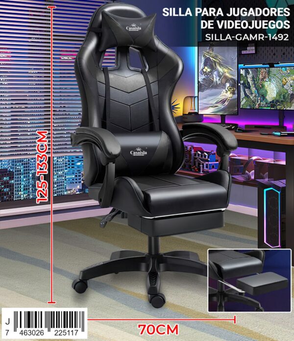 Silla gamer con reposapiés - Imagen 2