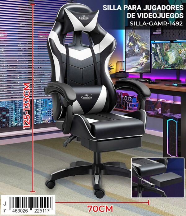 Silla gamer con reposapiés