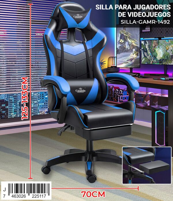 Silla gamer con reposapiés - Imagen 3
