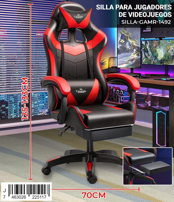 Silla gamer con reposapiés - Imagen 4