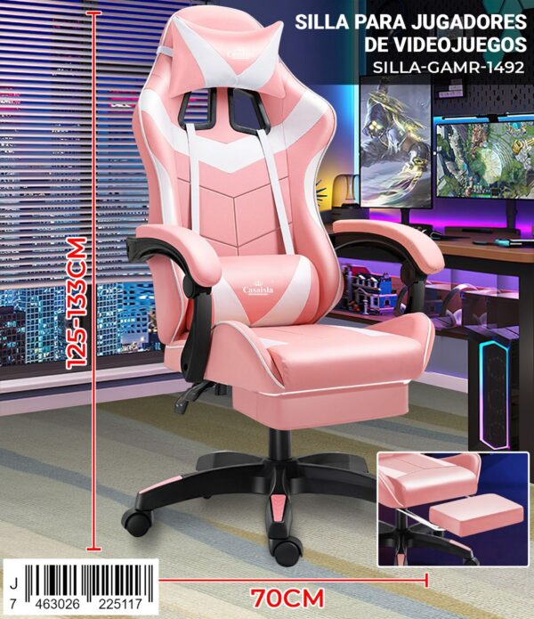 Silla gamer con reposapiés - Imagen 5