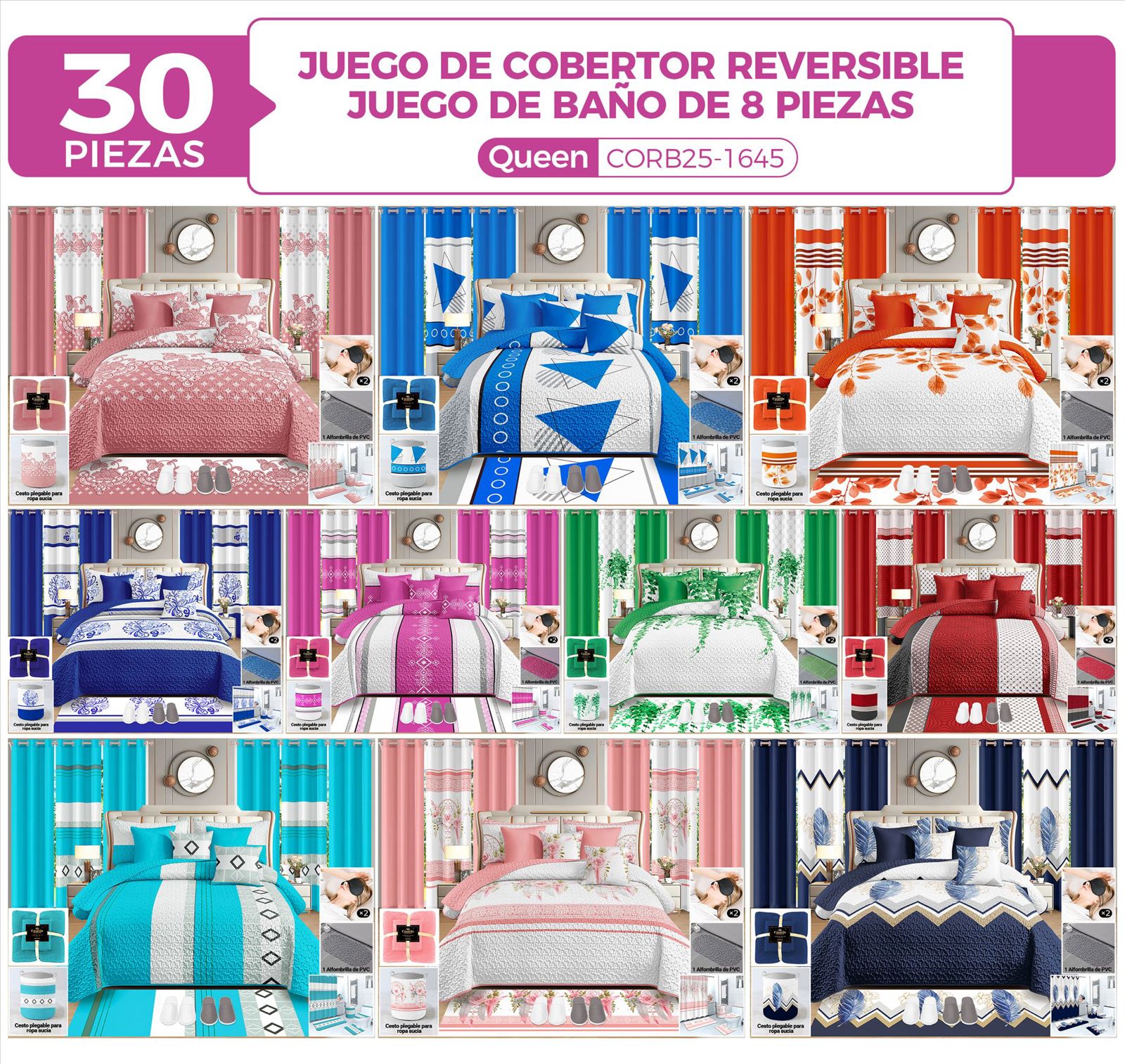 Juego de cobertor de 30 piezas Queen - Imagen 11