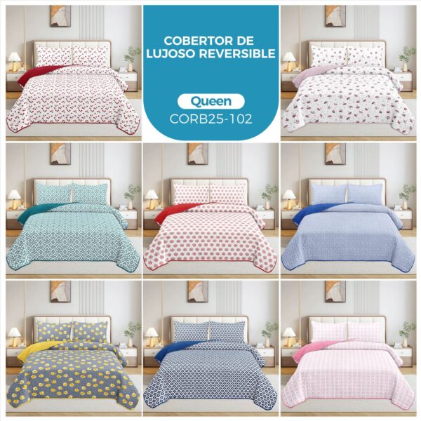 Cobertor reversible de lujo 3 piezas, Queen - Imagen 9